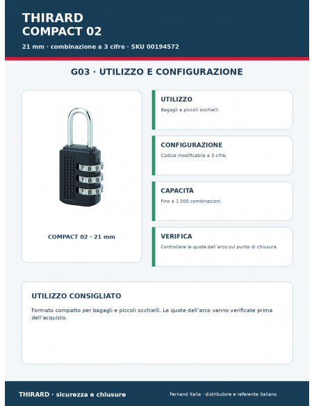 Lucchetto COMPACT 02: utilizzo e configurazione – THIRARD