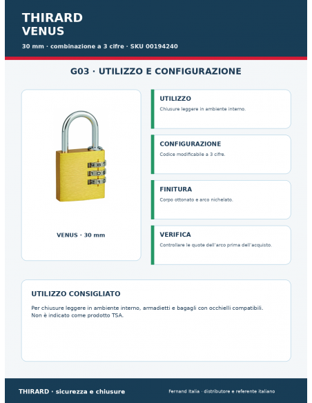 Lucchetto VENUS: utilizzo e configurazione – THIRARD