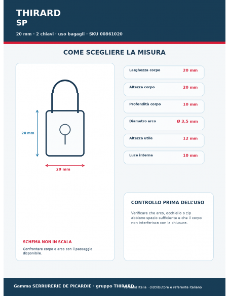Lucchetto SP: guida alle misure e compatibilità – THIRARD