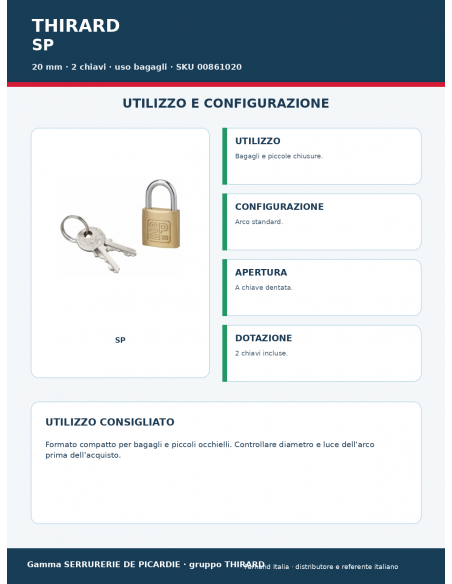Lucchetto SP: utilizzo e configurazione – THIRARD