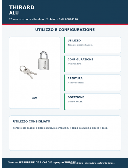 Lucchetto ALU: utilizzo e configurazione – THIRARD