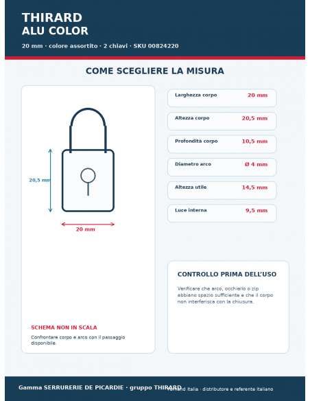 Lucchetto ALU COLOR: guida alle misure e compatibilità – THIRARD