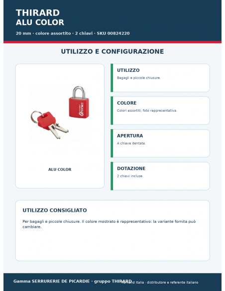 Lucchetto ALU COLOR: utilizzo e configurazione – THIRARD