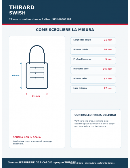 Lucchetto SWISH: guida alle misure e compatibilità – THIRARD