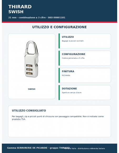 Lucchetto SWISH: utilizzo e configurazione – THIRARD
