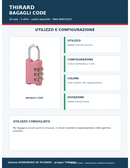 Lucchetto BAGAGLI CODE: utilizzo e configurazione – THIRARD