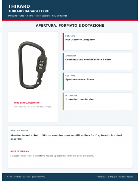 MOSCHETTONE SP ASSORTITO: apertura e dotazione – THIRARD