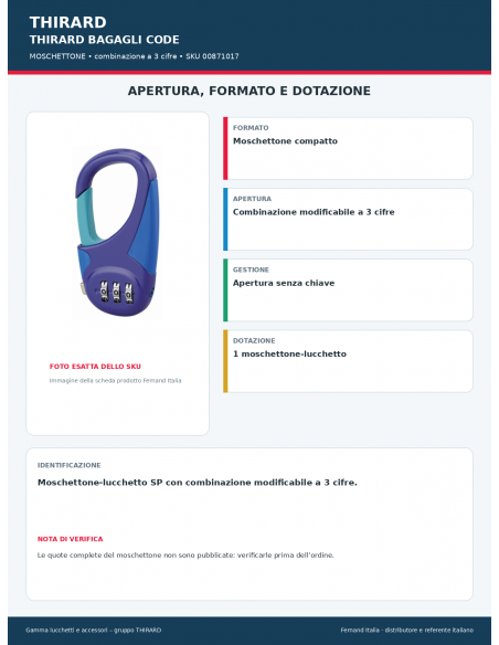 MOSCHETTONE SP: apertura e dotazione – THIRARD