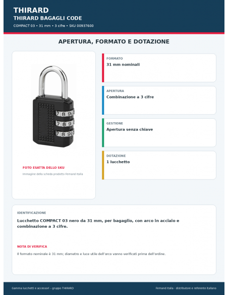 COMPACT 03 NERO: apertura e dotazione – THIRARD