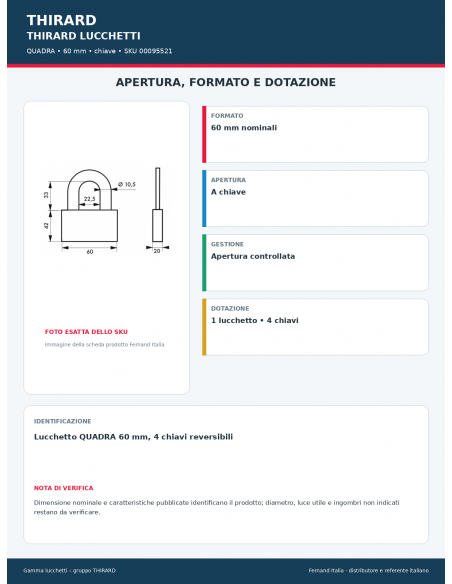 QUADRA: apertura e dotazione – THIRARD