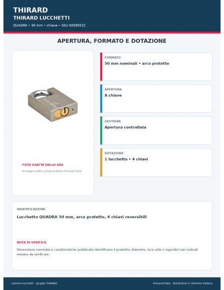 QUADRA: apertura e dotazione – THIRARD