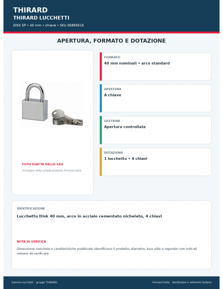 DISK SP: apertura e dotazione – THIRARD