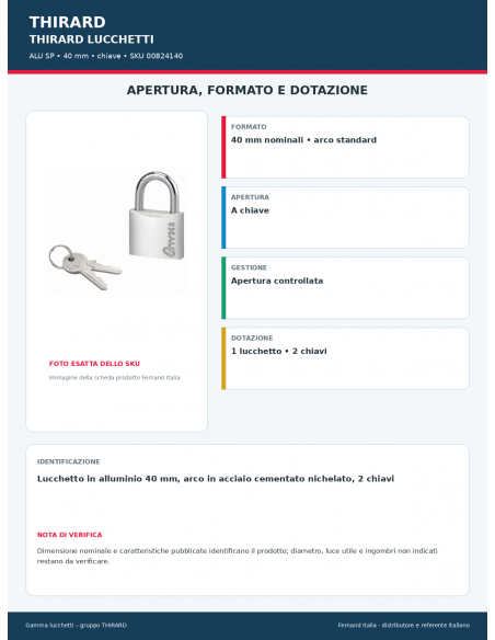 ALU SP: apertura e dotazione – THIRARD