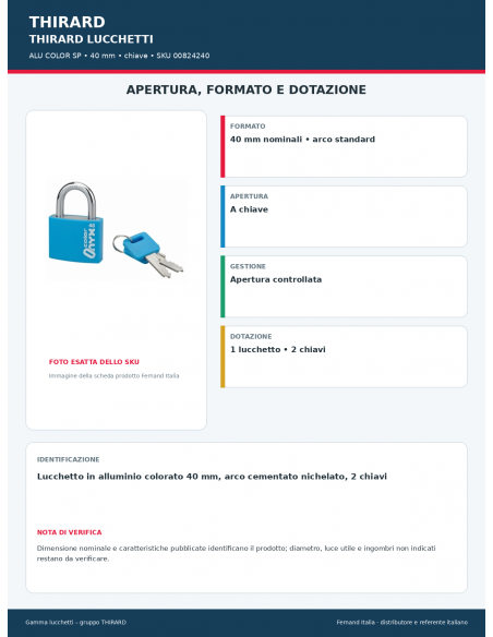 ALU COLOR SP: apertura e dotazione – THIRARD