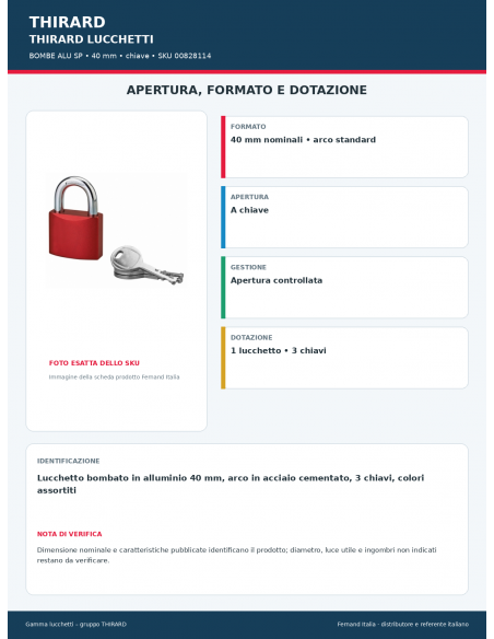 BOMBE ALU SP: apertura e dotazione – THIRARD