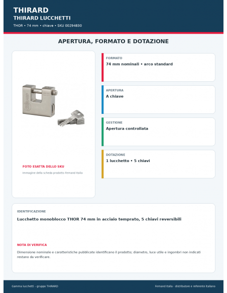 THOR: apertura e dotazione – THIRARD