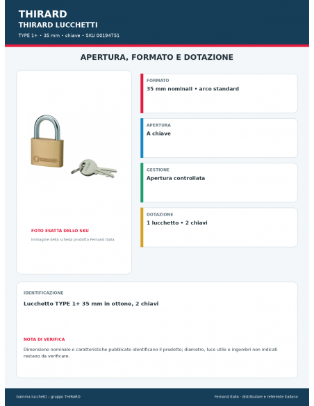 TYPE 1+: apertura e dotazione – THIRARD