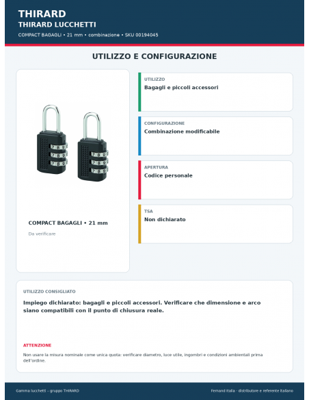 COMPACT BAGAGLI: utilizzo e configurazione – THIRARD