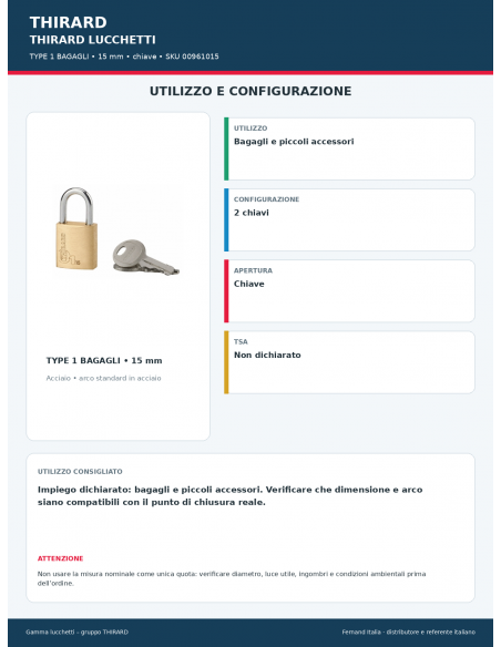 TYPE 1 BAGAGLI: utilizzo e configurazione – THIRARD