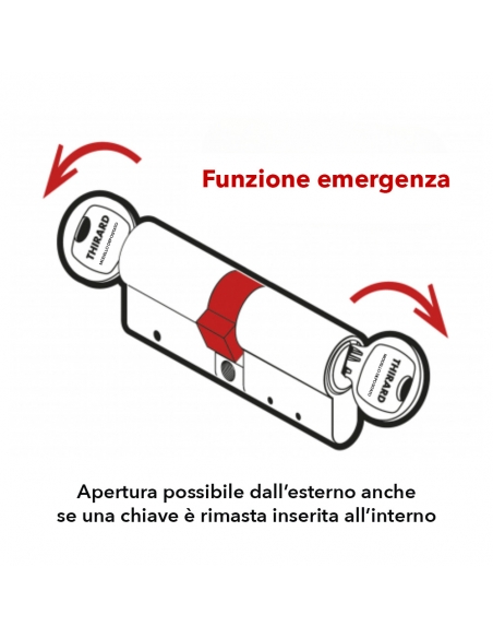 Cilindro europeo Transit 1 40 x 55 mm, nichelato, funzione emergenza, 5 chiavi – THIRARD