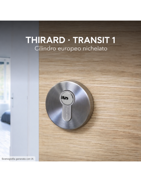Cilindro europeo TRANSIT 1 35×45 mm a doppia entrata, nichelato, 5 chiavi – THIRARD