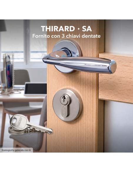 Cilindro europeo SA 30 x 70 mm nichelato, 3 chiavi – THIRARD
