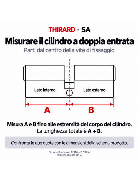 Cilindro europeo SA 30 x 70 mm nichelato, 3 chiavi – THIRARD
