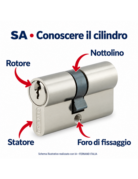 Cilindro europeo SA 30 x 80 mm nichelato, 3 chiavi – THIRARD
