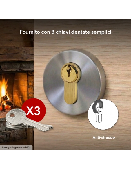 Semicilindro europeo 50 x 10 mm, dorato, 3 chiavi – THIRARD