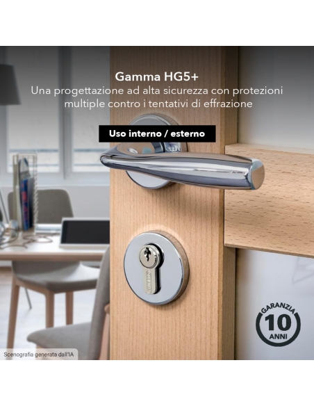 Cilindro europeo HG5+ 30×50 mm nichelato, 5 chiavi – THIRARD
