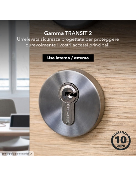 Semicilindro europeo 30 x 10 mm, nichelato, camma orientabile, 5 chiavi – THIRARD