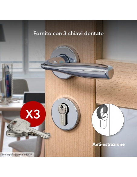 Semicilindro STD 40 x 10 mm nichelato 3 chiavi – THIRARD