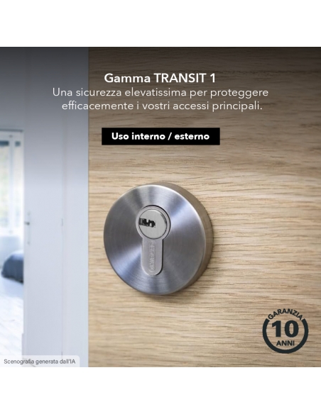 Cilindro europeo TRANSIT 1 30×30 mm a pomolo, nichelato, 5 chiavi – THIRARD